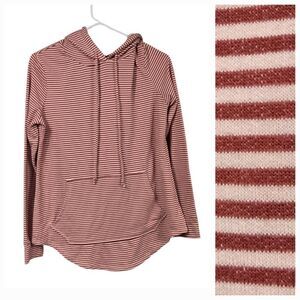Workshop Republic Red White Candy cane Striped French Terry Hoodie Sweatshirt